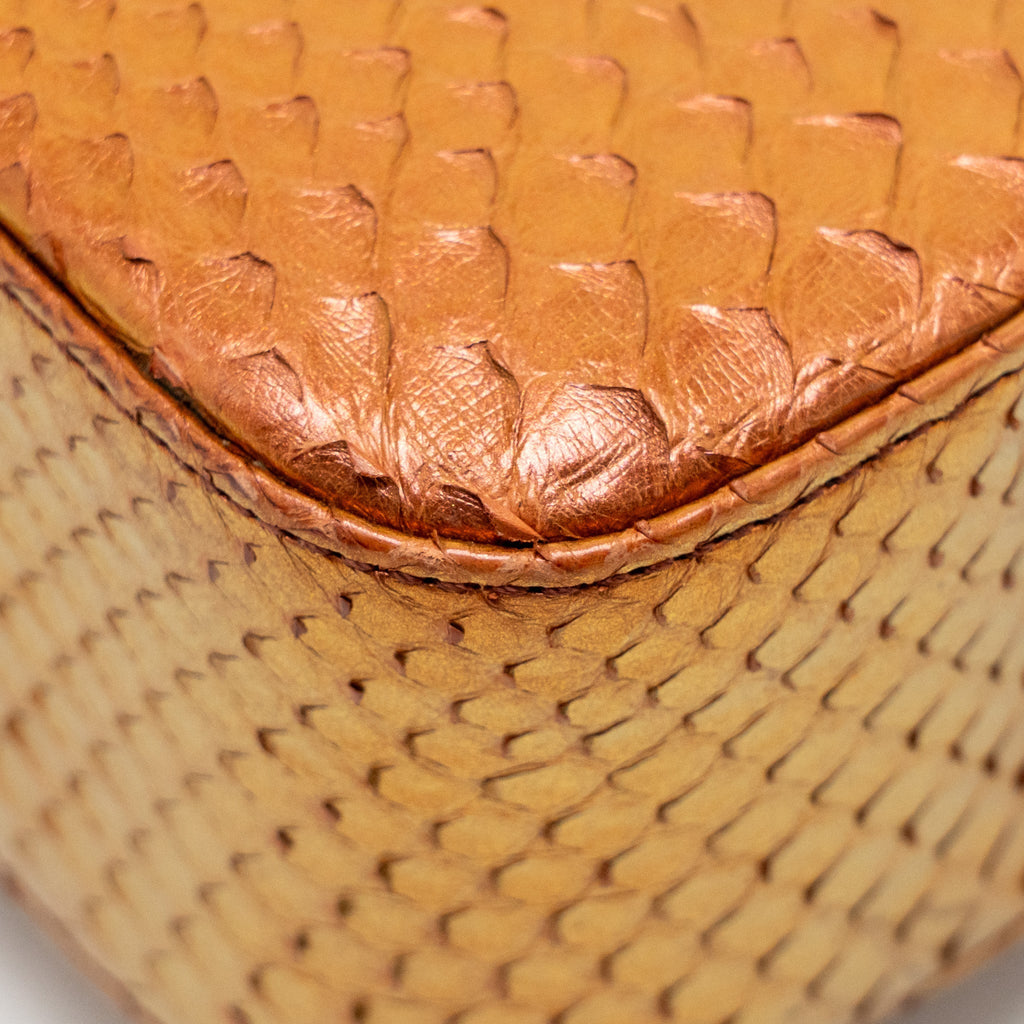 CHANEL CLASSIC DOUBLE FLAP BAG PYTHON LEATHER ORANGE SHW