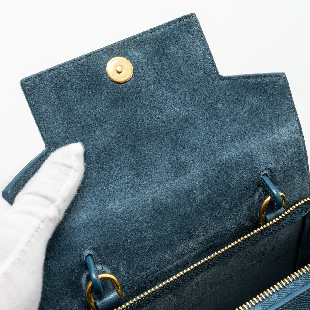 CELINE NANO BELT BAG GRAINED CALFSKIN BLUE GHW