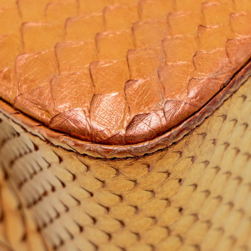 CHANEL CLASSIC DOUBLE FLAP BAG PYTHON LEATHER ORANGE SHW