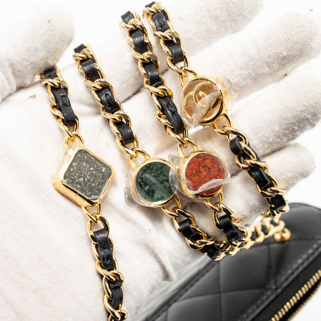 CHANEL SMALL VANITY CLUTCH WITH DETAIL CHAIN CAVIAR BLACK GHW (MICROCHIP)