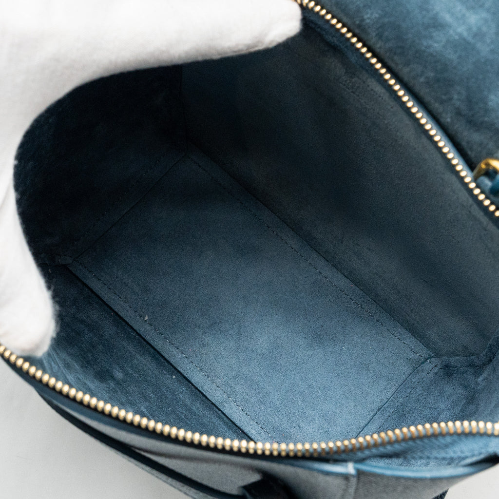 CELINE NANO BELT BAG GRAINED CALFSKIN BLUE GHW