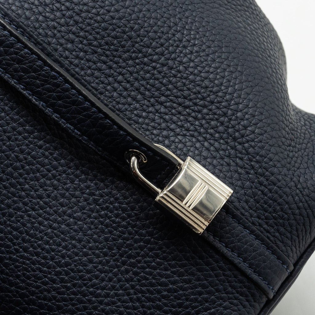 HERMES PICOTIN 18 LOCK BAG CLEMENCE BLUE NUIT / ROSE POURPRE SHW