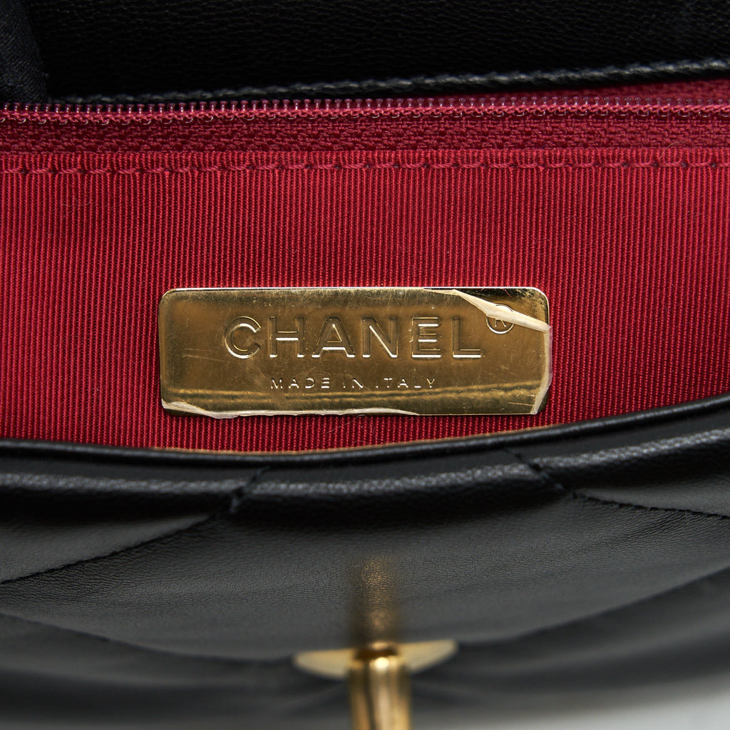 CHANEL SMALL 19 BAG GOATSKIN BLACK WITH GOLD/SLIVER HARDWARE