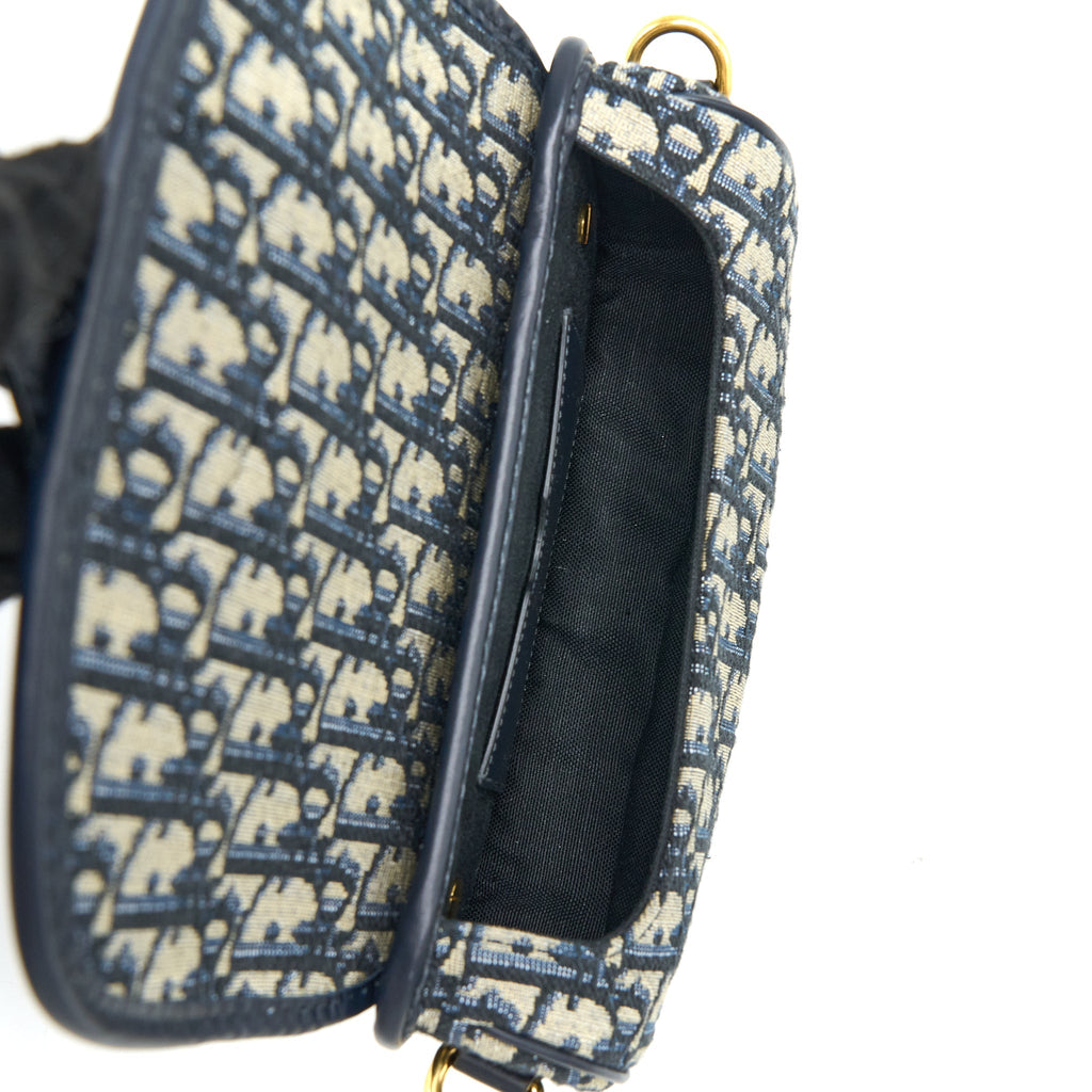 DIOR BOBBY EAST-WEST BAG BLUE OBLIQUE JACQUARD GHW