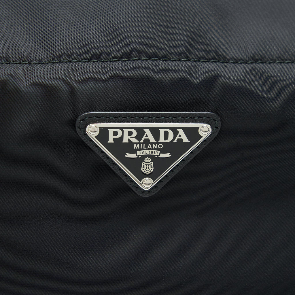 PRADA NYLON TOTE WITH LEATHER HANDLE BLACK SHW