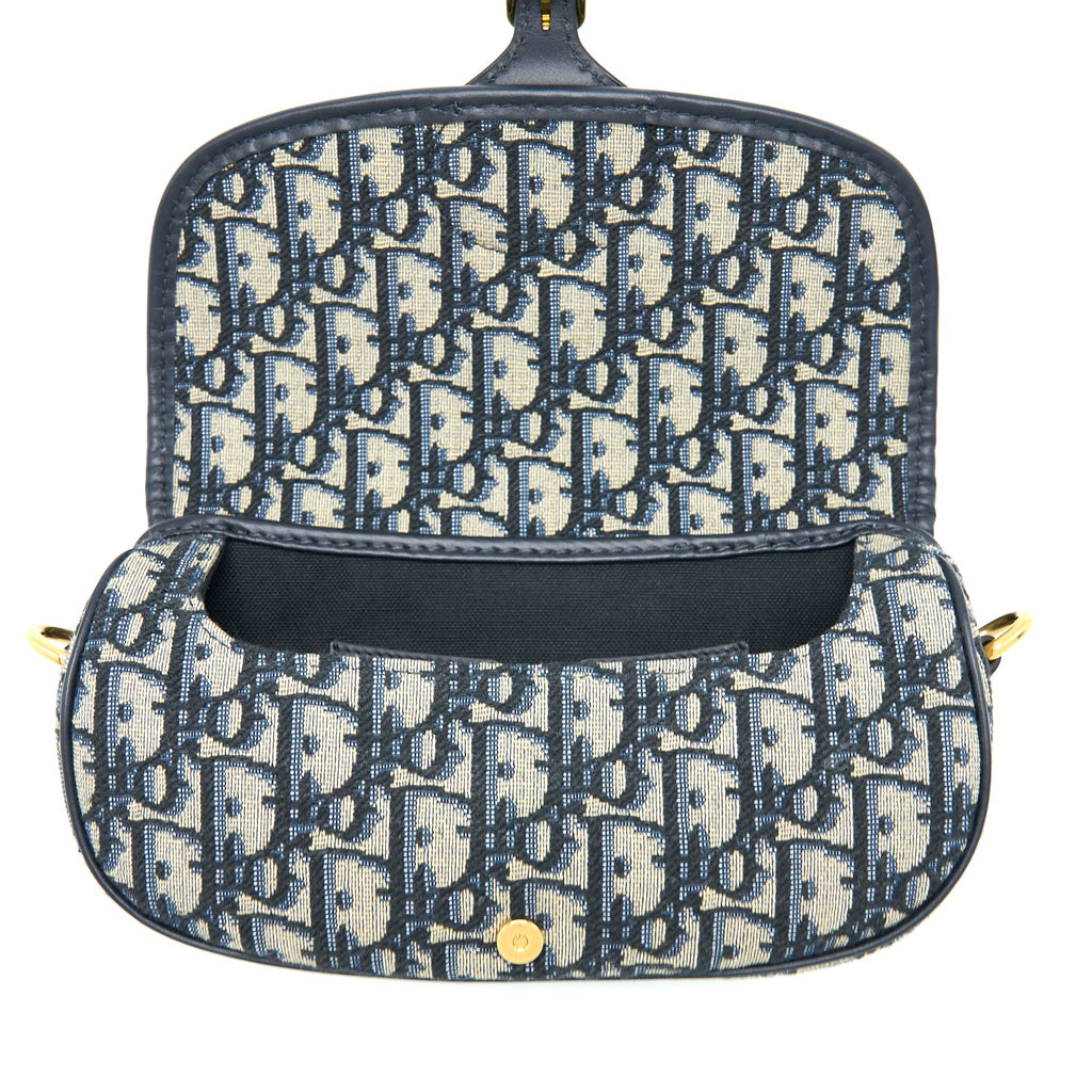 DIOR BOBBY EAST-WEST BAG BLUE OBLIQUE JACQUARD GHW