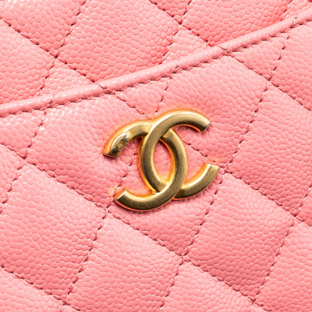 CHANEL 22S LETTER TOP HANDLE SMALL VANITY CASE CAVIAR PINK BRUSHED GHW (MICROCHIP)