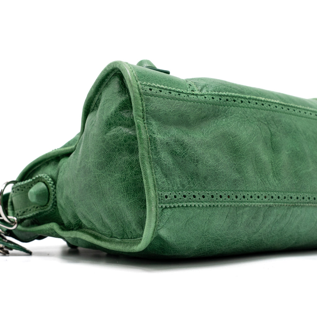 BALENCIAGA LACE CITY BAG LEATHER GREEN SHW