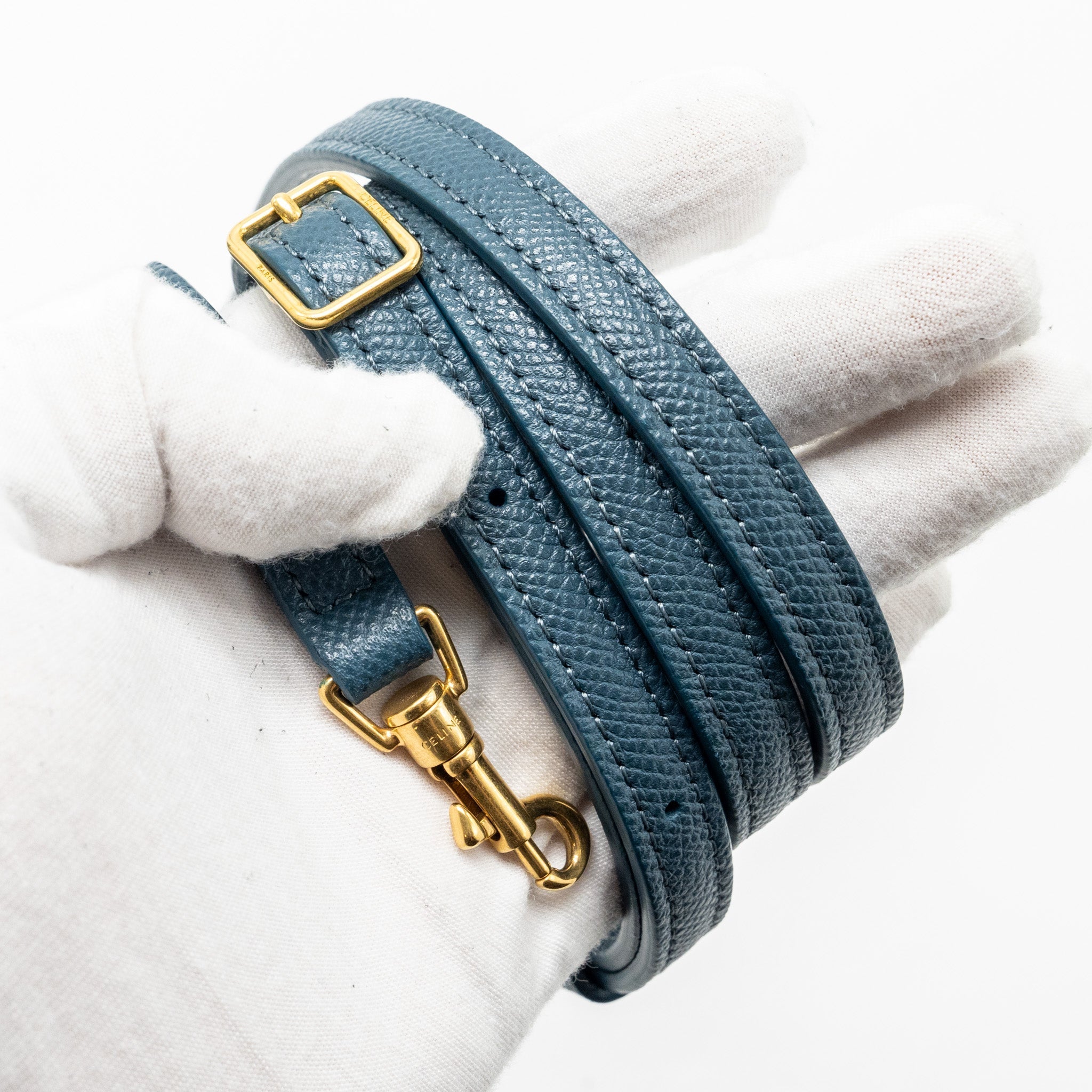 CELINE NANO BELT BAG GRAINED CALFSKIN BLUE GHW