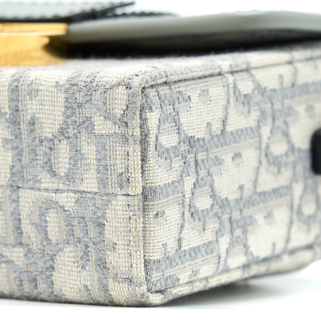DIOR 30 MONTAIGNE MINI BOX BAG GREY OBLIQUE JACQUARD GHW