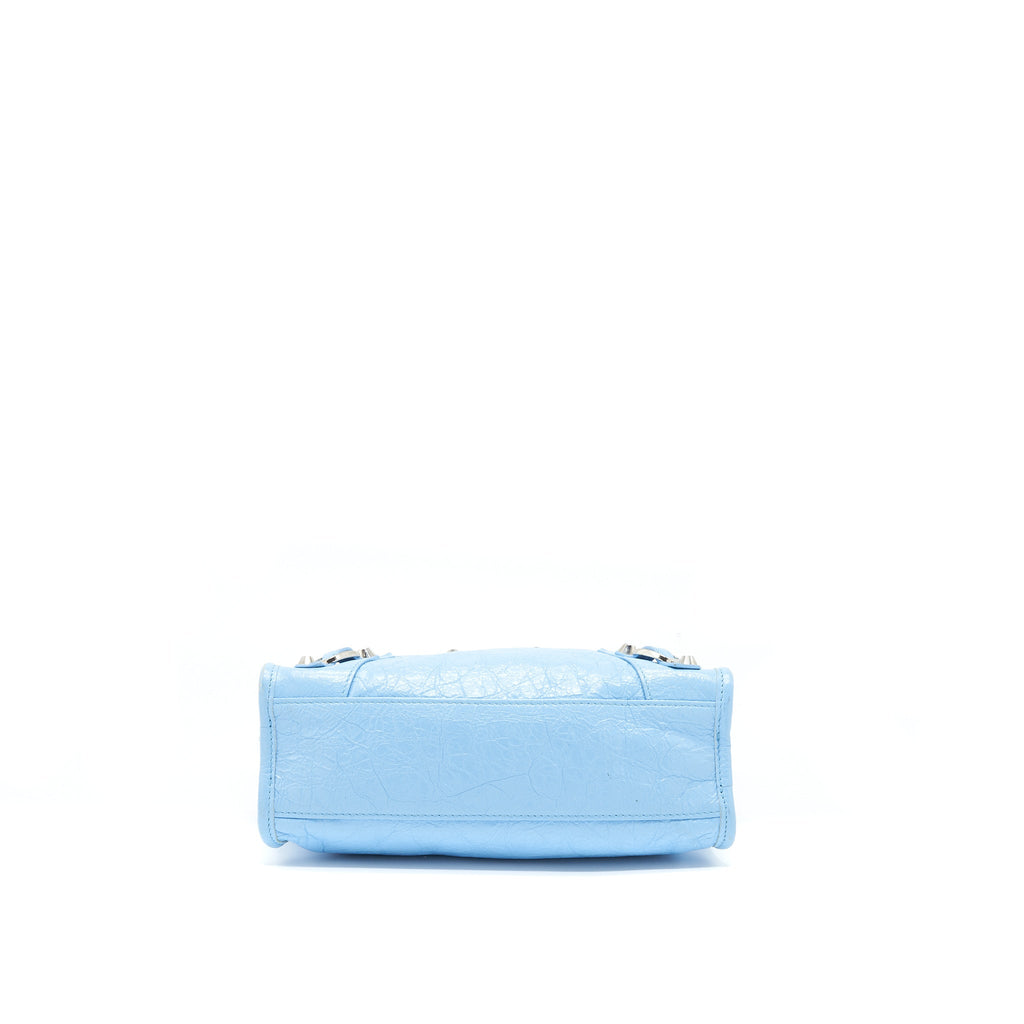 BALENCIAGA MINI CITY BAG LIGHT BLUE SHW