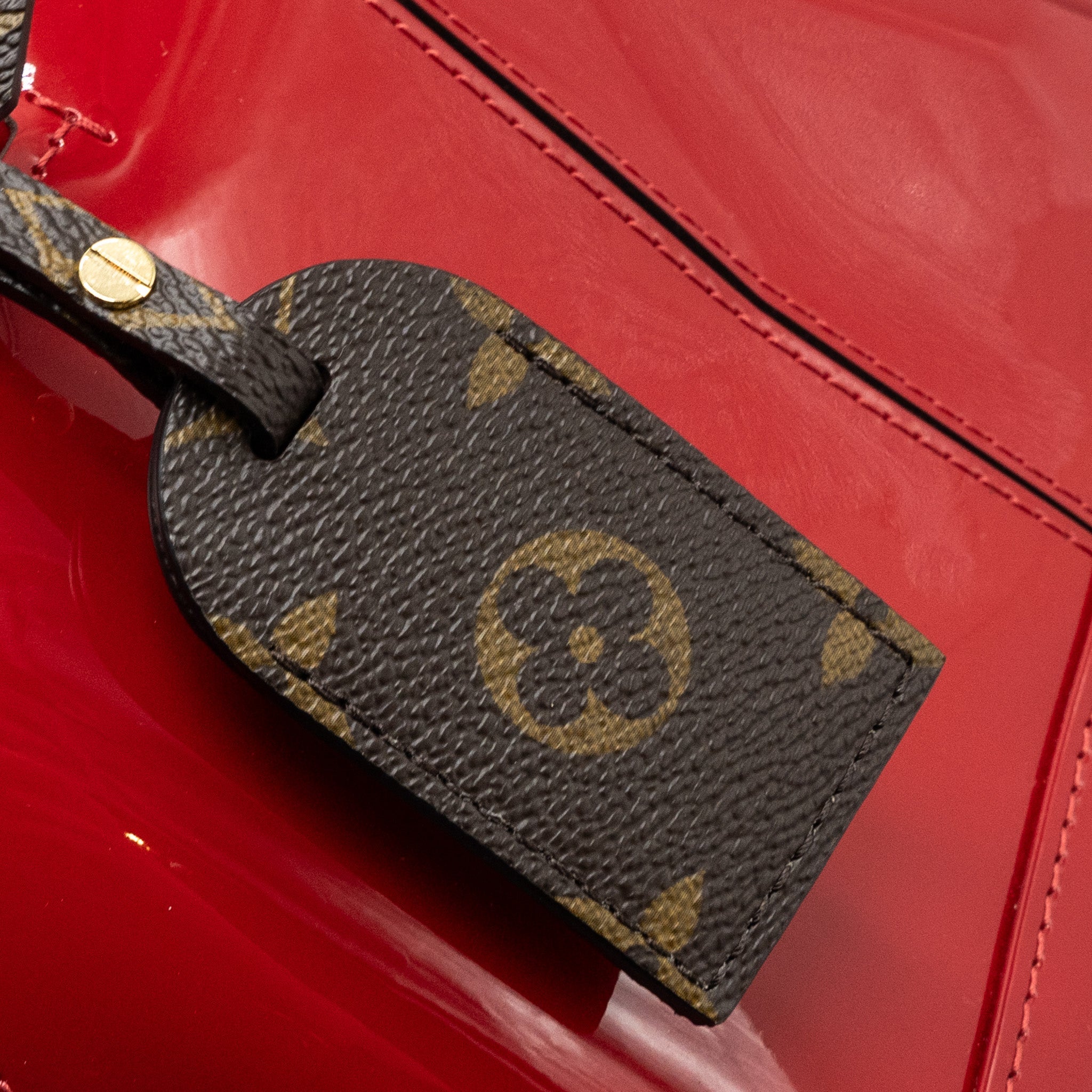 LOUIS VUITTON ALMA BB LIMITED EDITION VERNI MIROIR PATENT RED/MONOGRAM CANVAS GHW