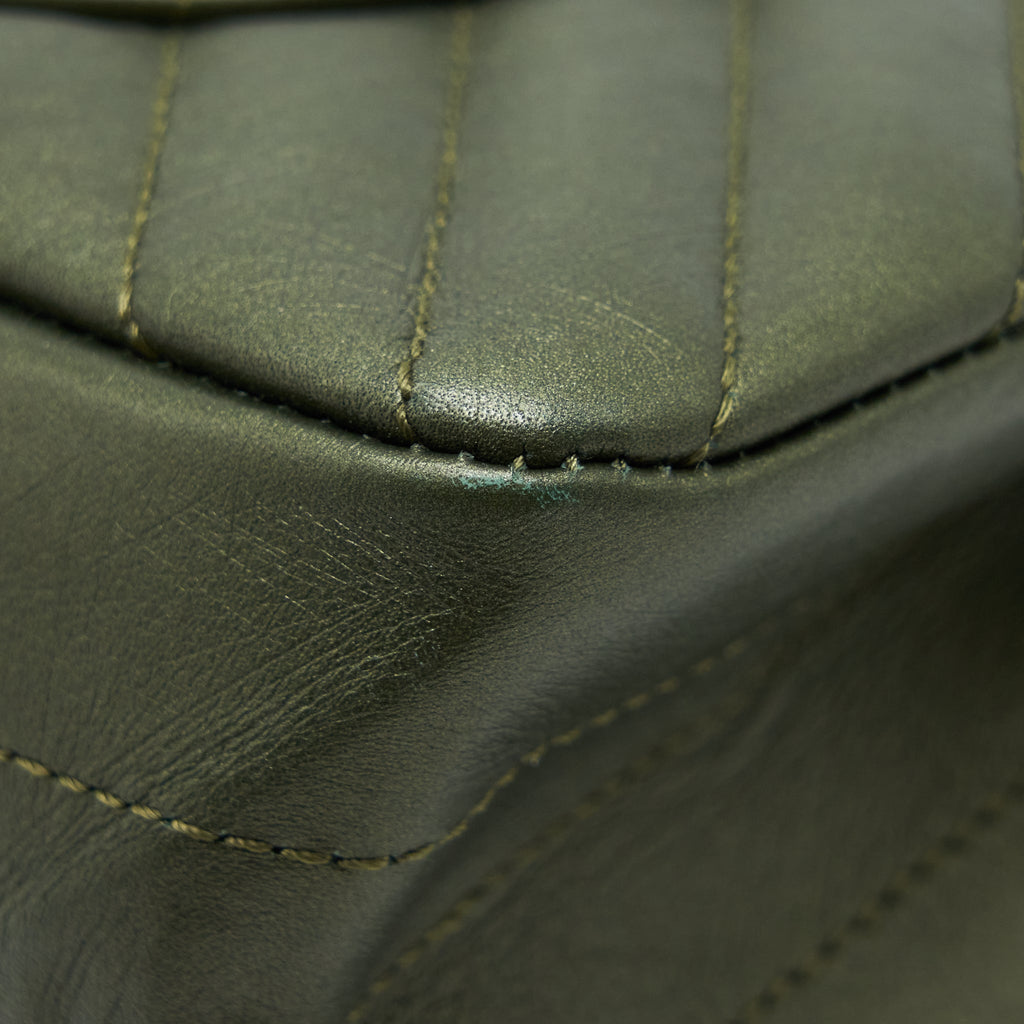 CHANEL SMALL 2.55 REISSUE FLAP BAG CALFSKIN DARK GREEN BRUSHED GOLD HARDWARE