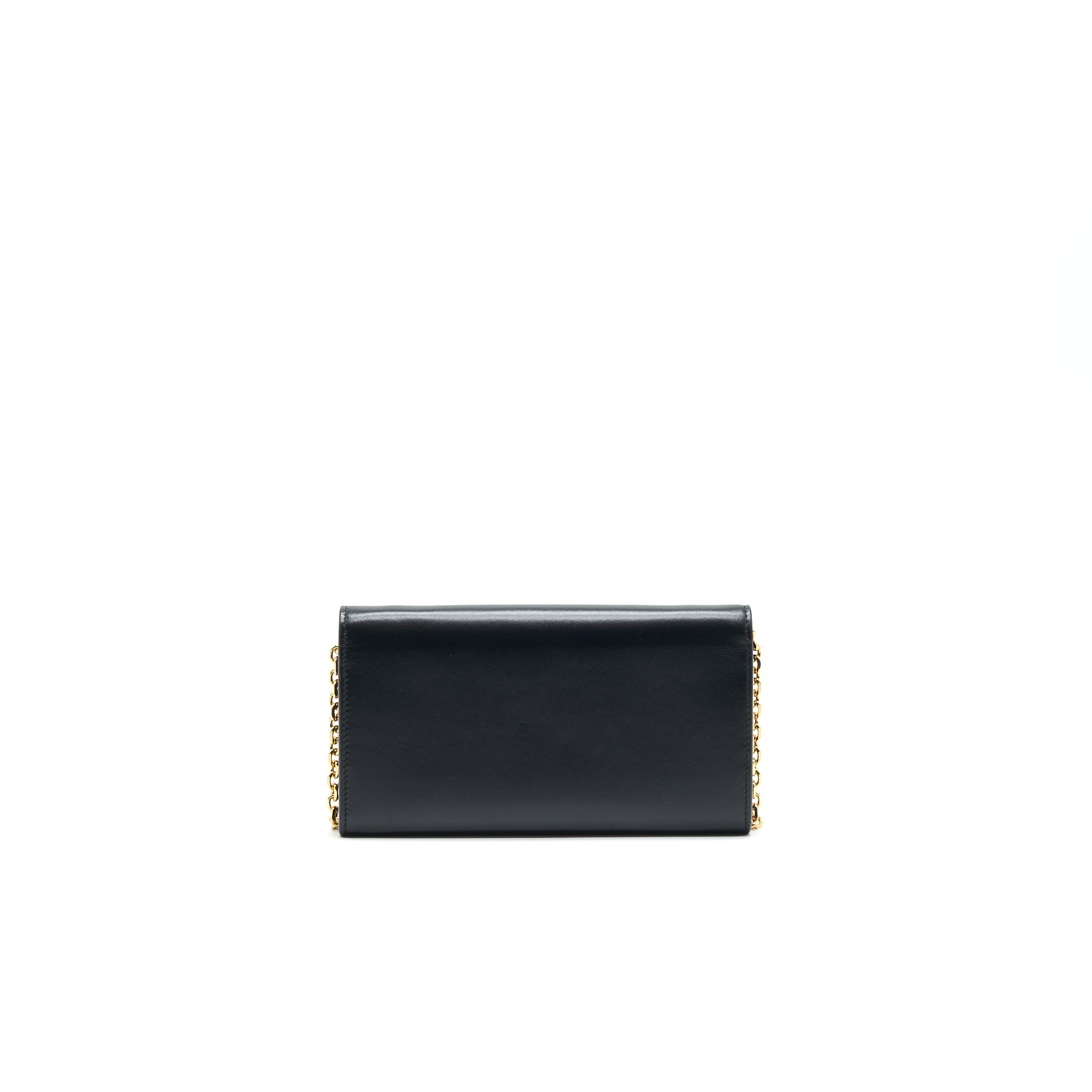 CELINE CALFSKIN C WALLET ON CHAIN BAG BLACK GHW
