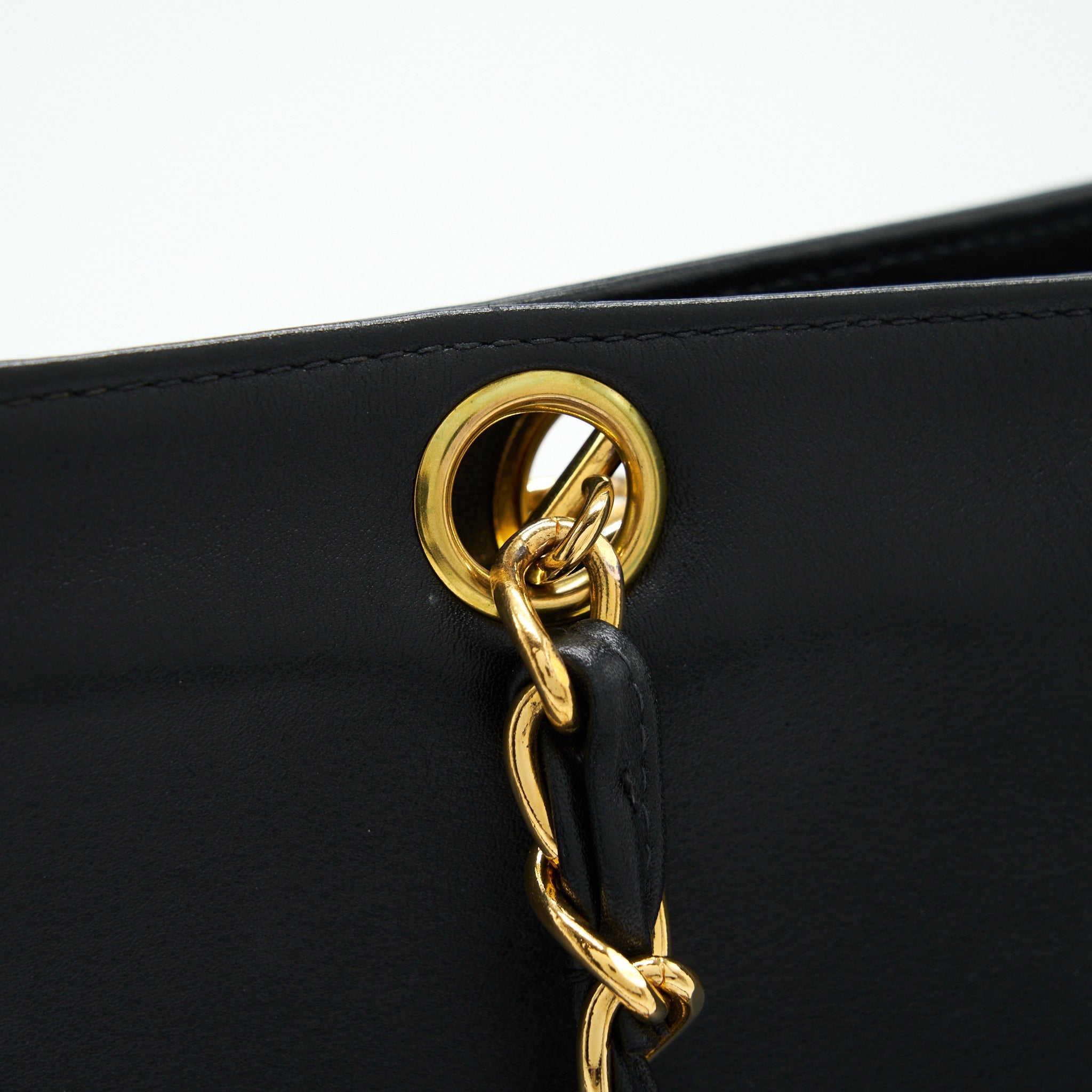 CHANEL VINTAGE CC TIMELESS SHOPPING TOTE LAMBSKIN BLACK GHW