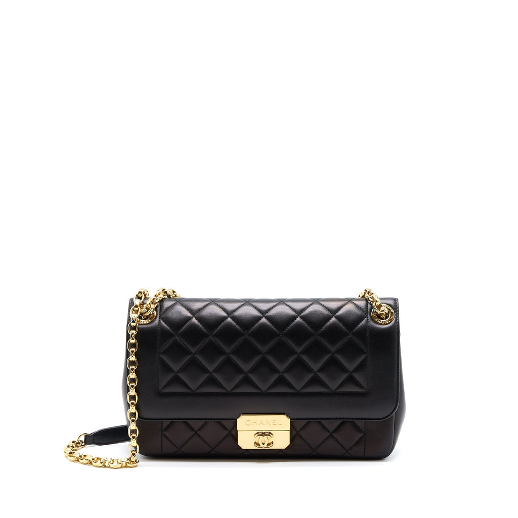 CHANEL SEASONAL FLAP BAG LAMBSKIN BLACK GHW