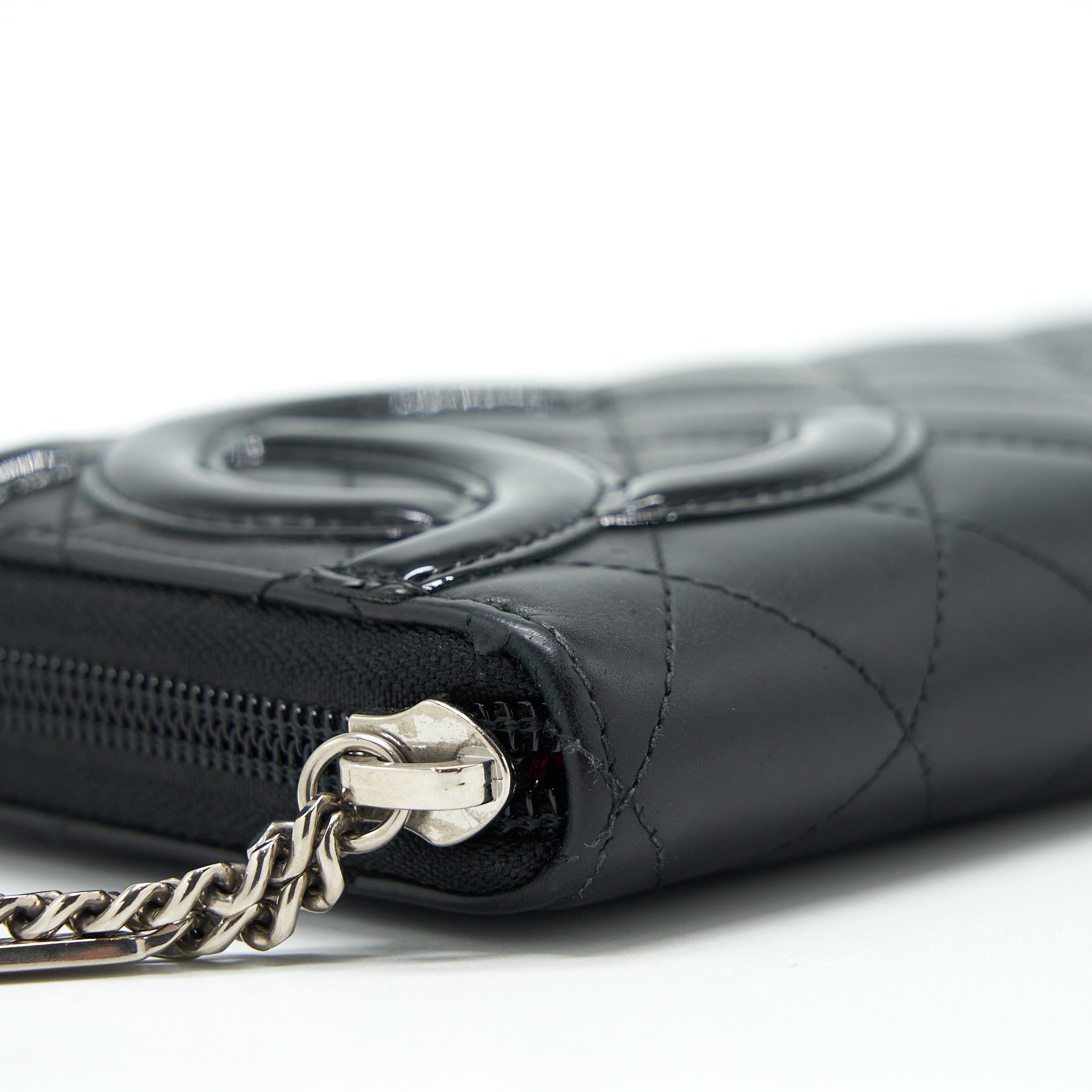 CHANEL CAMBON LONG ZIPPER WALLET CALFSKIN BLACK/PINK SHW