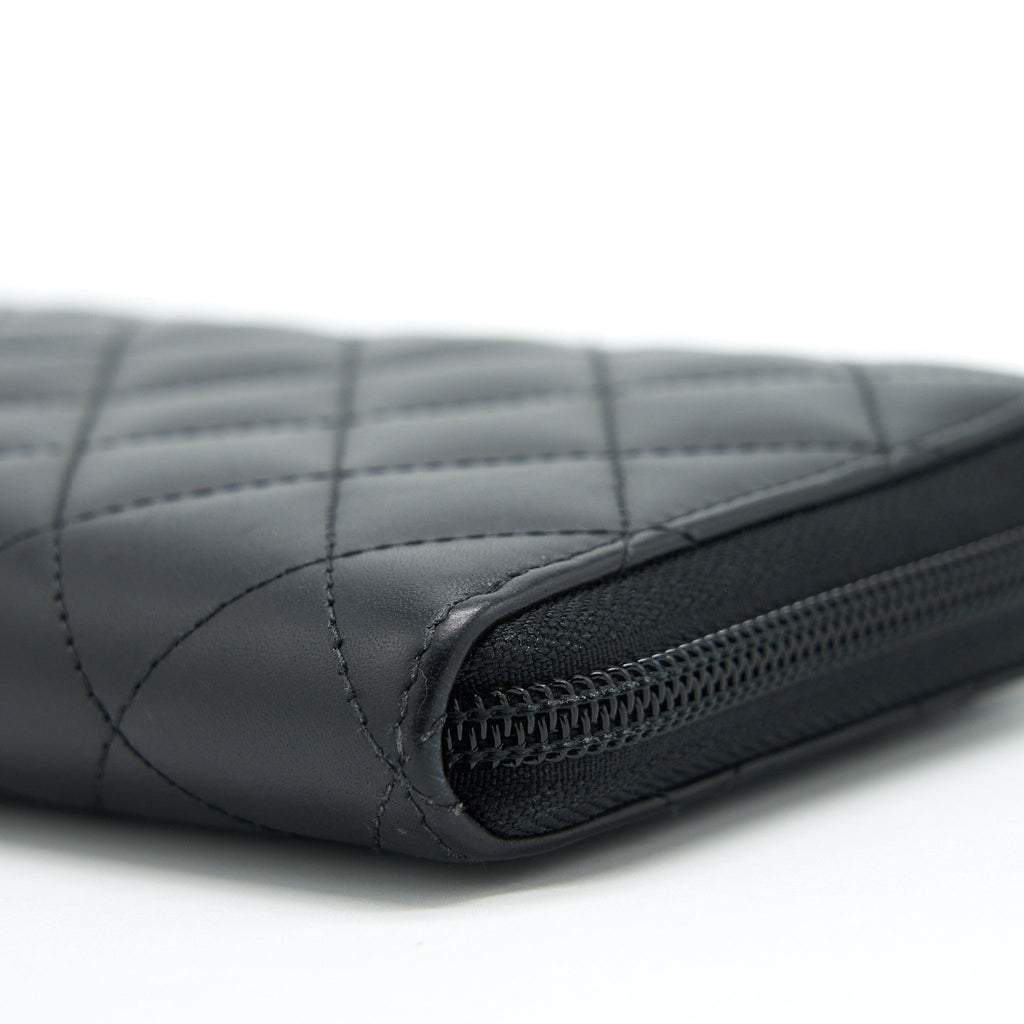CHANEL CAMBON LONG ZIPPER WALLET CALFSKIN BLACK/PINK SHW