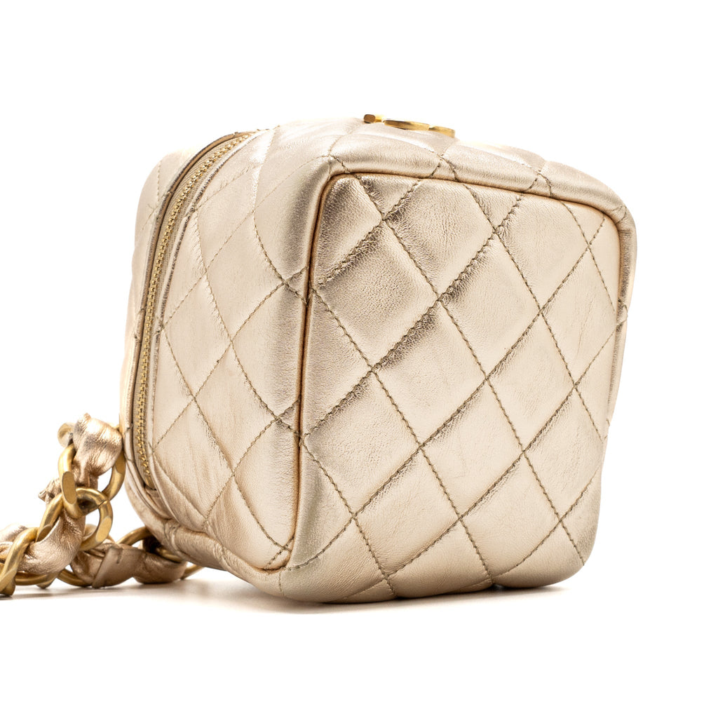 CHANEL 22S DICE PURSE WITH CHAIN LAMBSKIN GOLD BRUSHED GHW