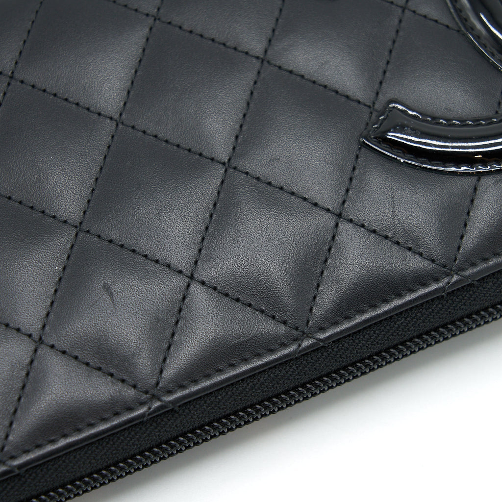 CHANEL CAMBON LONG ZIPPER WALLET CALFSKIN BLACK/PINK SHW