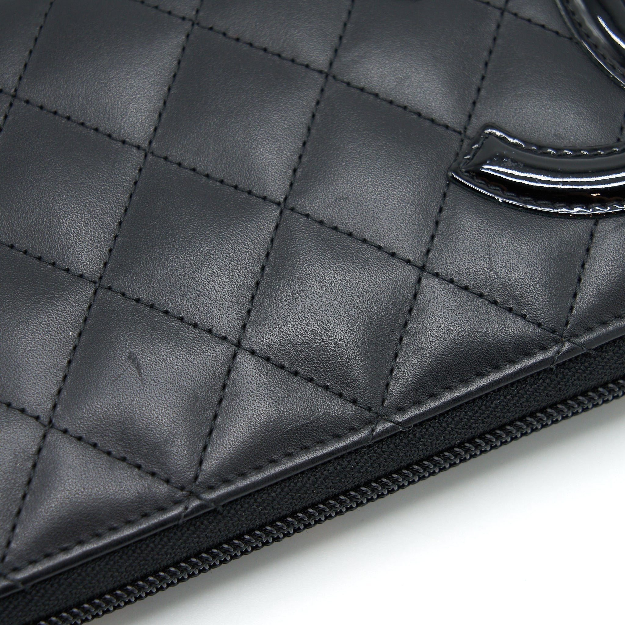 CHANEL CAMBON LONG ZIPPER WALLET CALFSKIN BLACK/PINK SHW