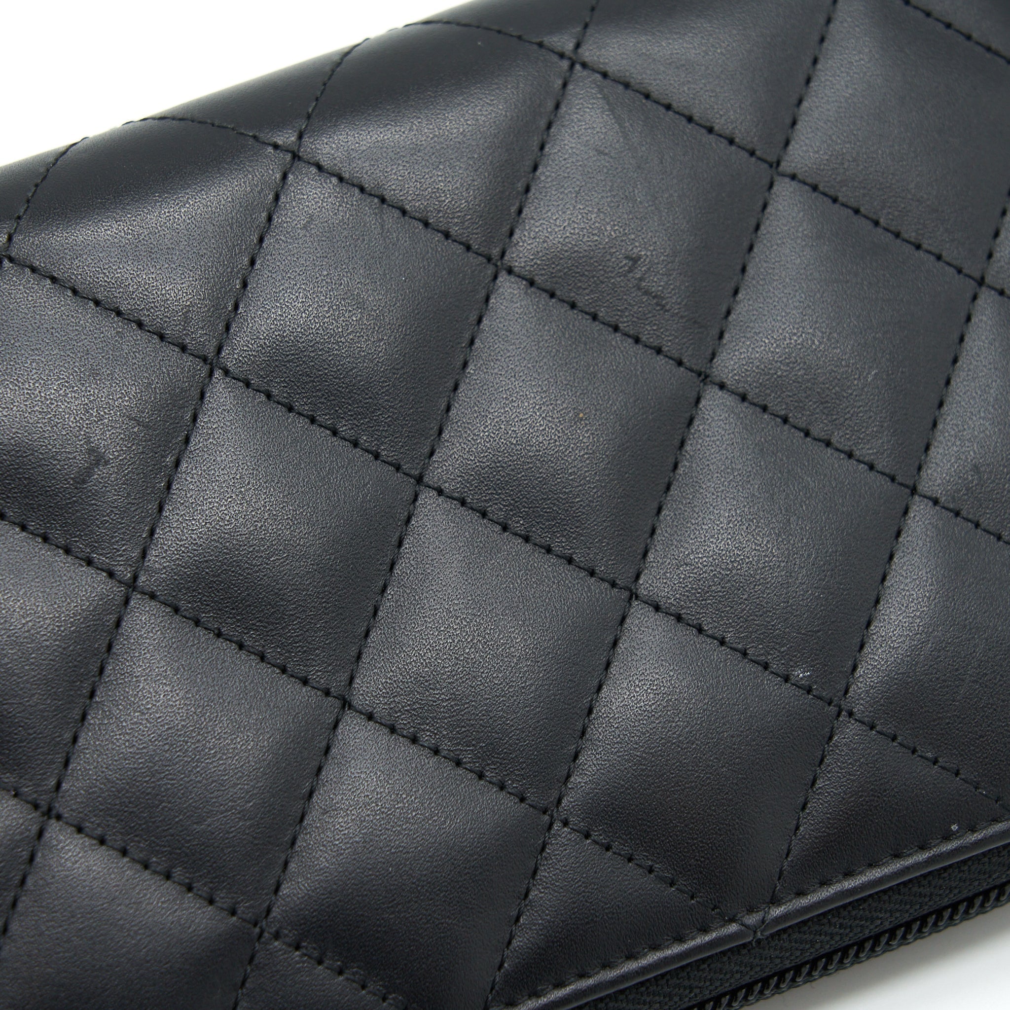 CHANEL CAMBON LONG ZIPPER WALLET CALFSKIN BLACK/PINK SHW