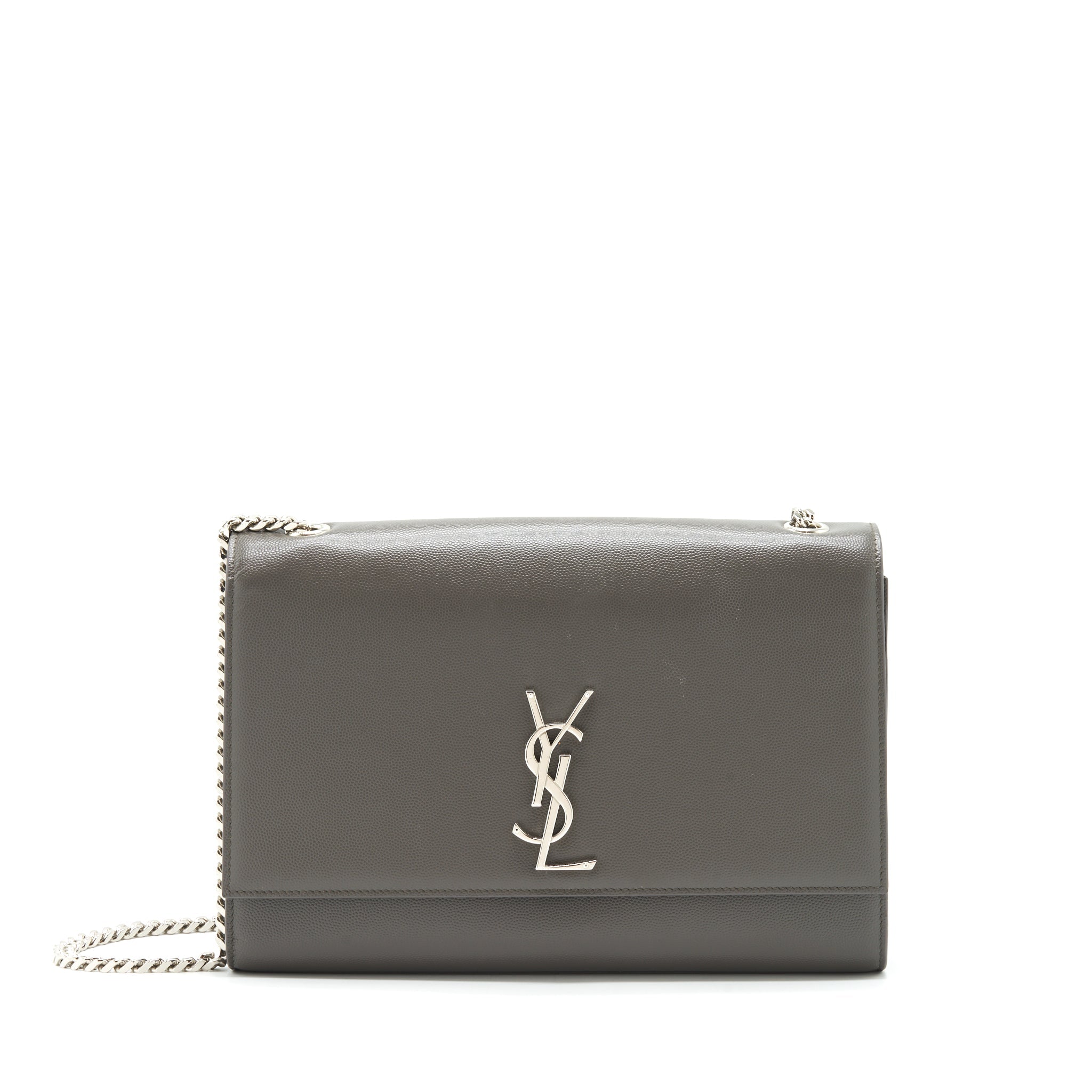 SAINT LAURENT(YSL) LARGE MONOGRAMME KATE CHAIN BAG GRAINED CALFSKIN GREY SHW
