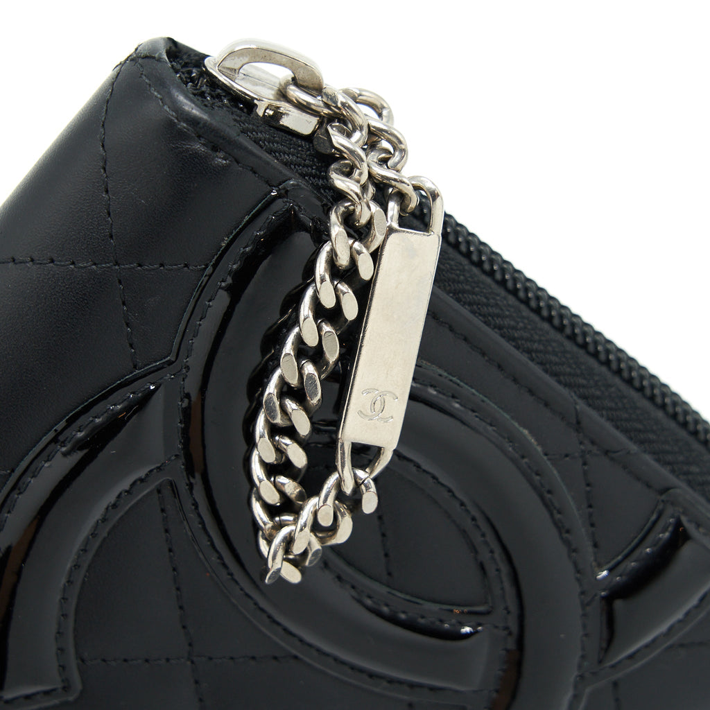 CHANEL CAMBON LONG ZIPPER WALLET CALFSKIN BLACK/PINK SHW