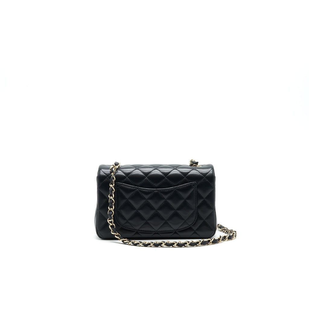 CHANEL MINI RECTANGULAR FLAP BAG BLACK LGHW LAMBSKIN