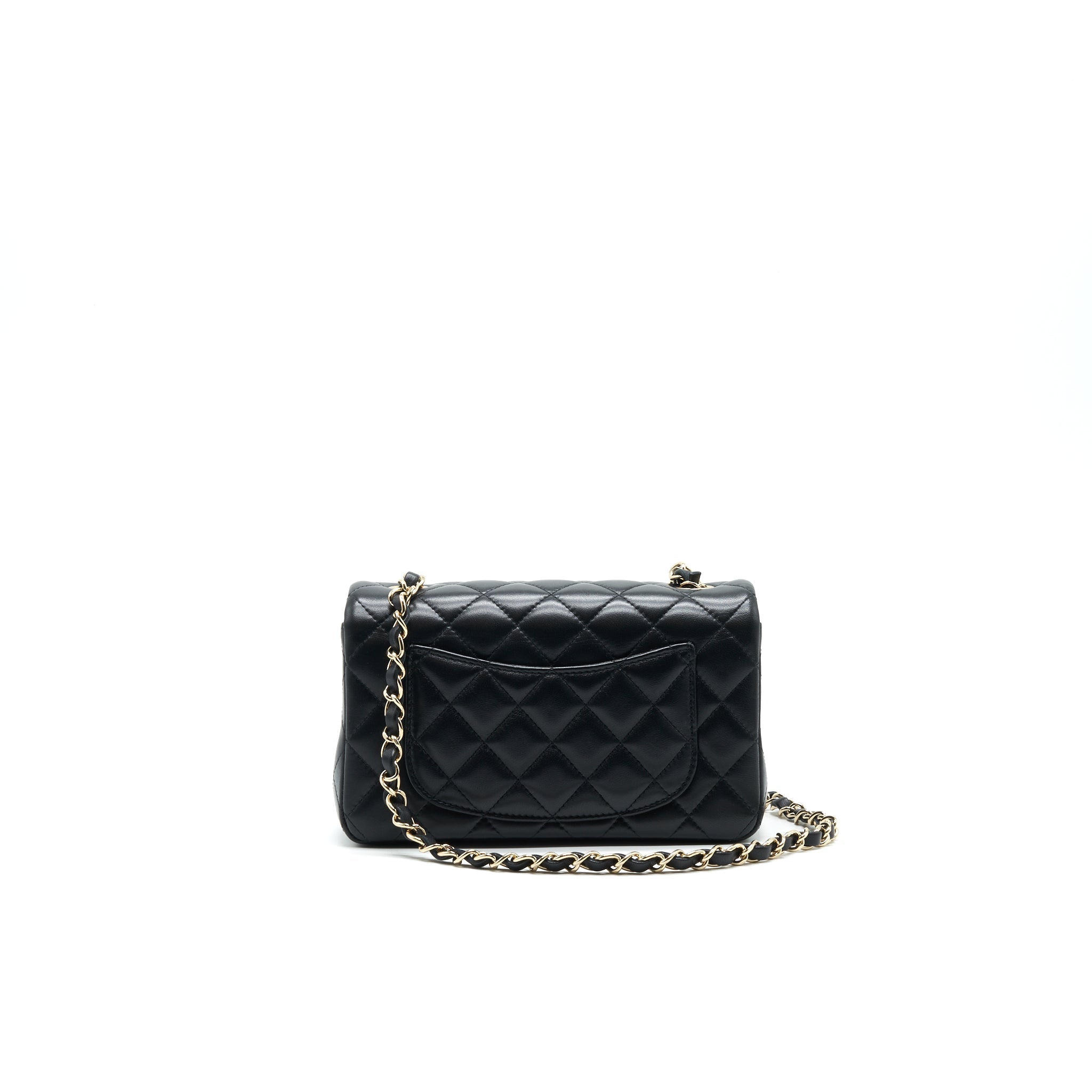 CHANEL MINI RECTANGULAR FLAP BAG BLACK LGHW LAMBSKIN
