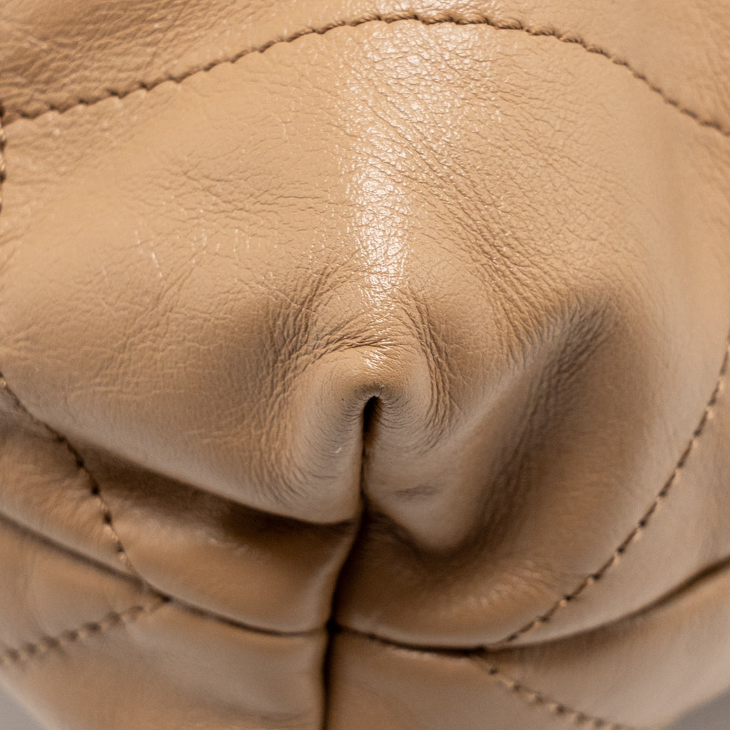 CHANEL SMALL 22 BAG CALFSKIN DARK BEIGE SHW (MICROCHIP)