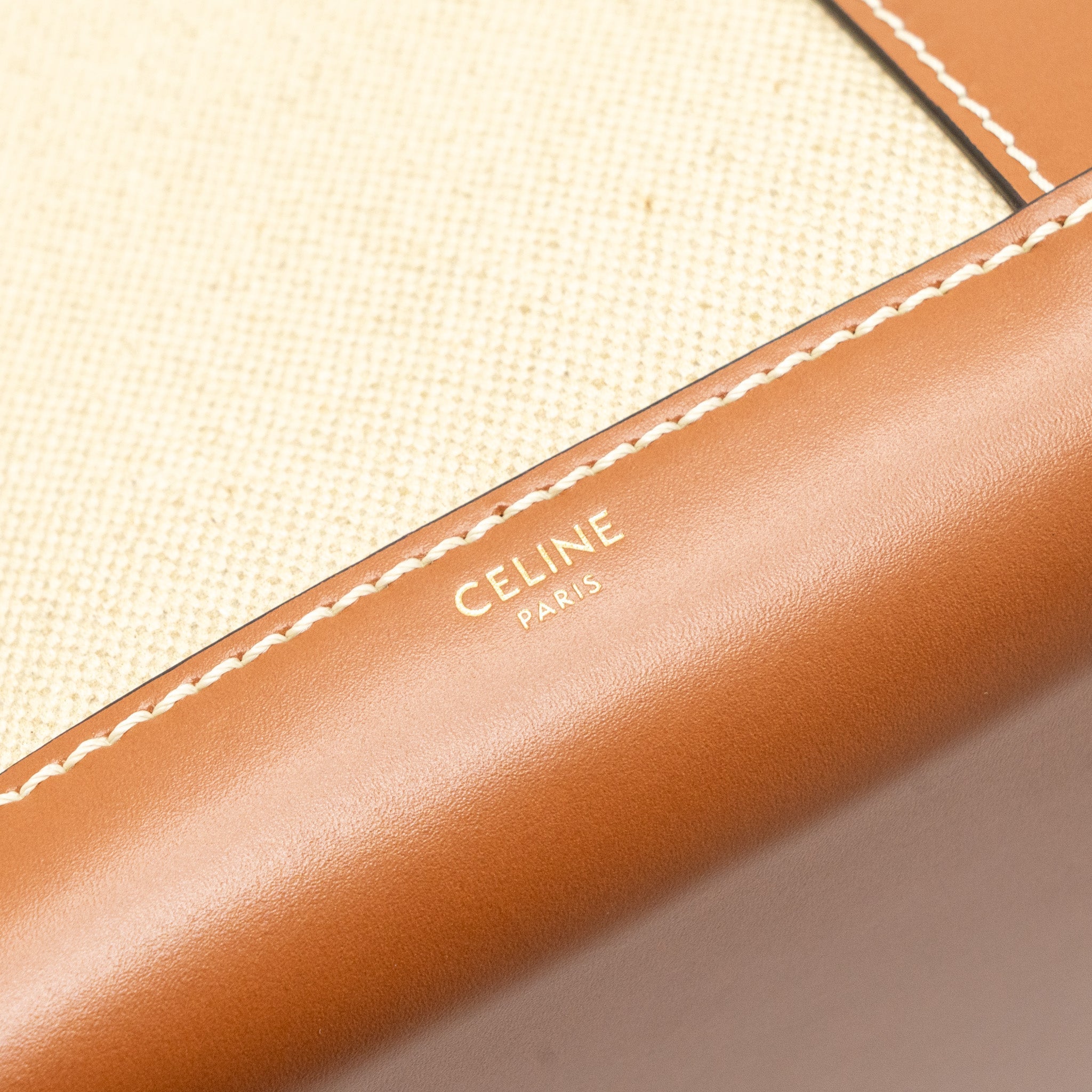 CELINE CABAS MARIN CANVAS / CALFSKIN NATURAL / TAN / MULTICOLOUR GHW