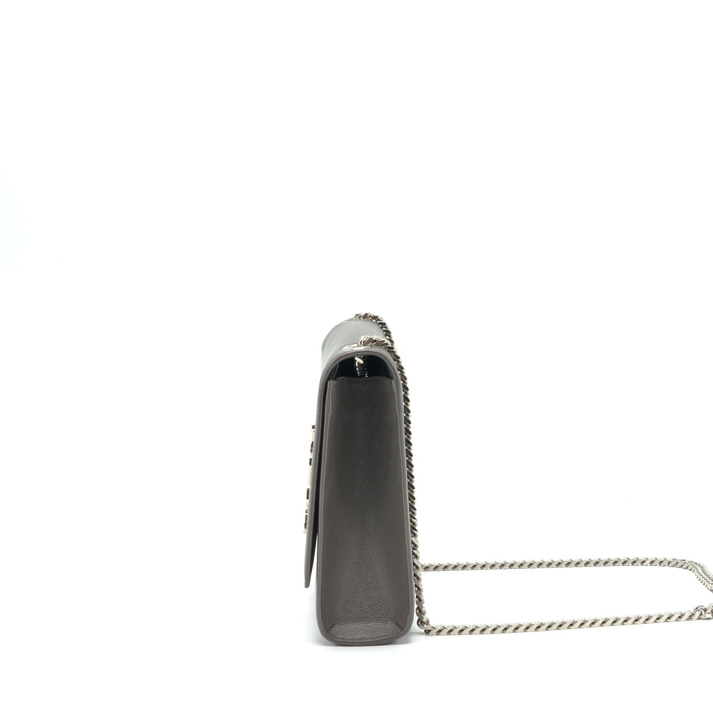 SAINT LAURENT(YSL) LARGE MONOGRAMME KATE CHAIN BAG GRAINED CALFSKIN GREY SHW