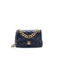 CHANEL QUILTED FLAP BAG NAVY WITH BRUSHED GHW