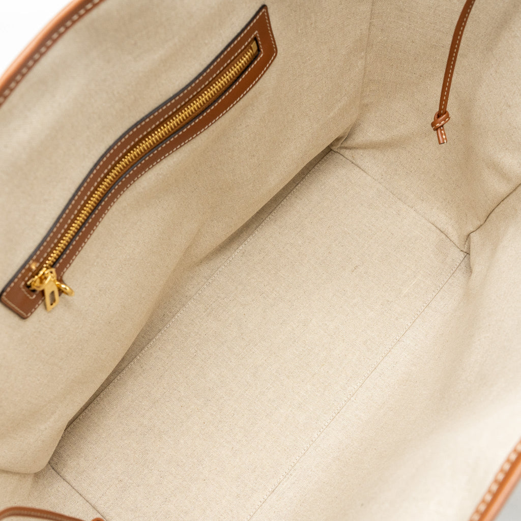 CELINE CABAS MARIN CANVAS / CALFSKIN NATURAL / TAN / MULTICOLOUR GHW