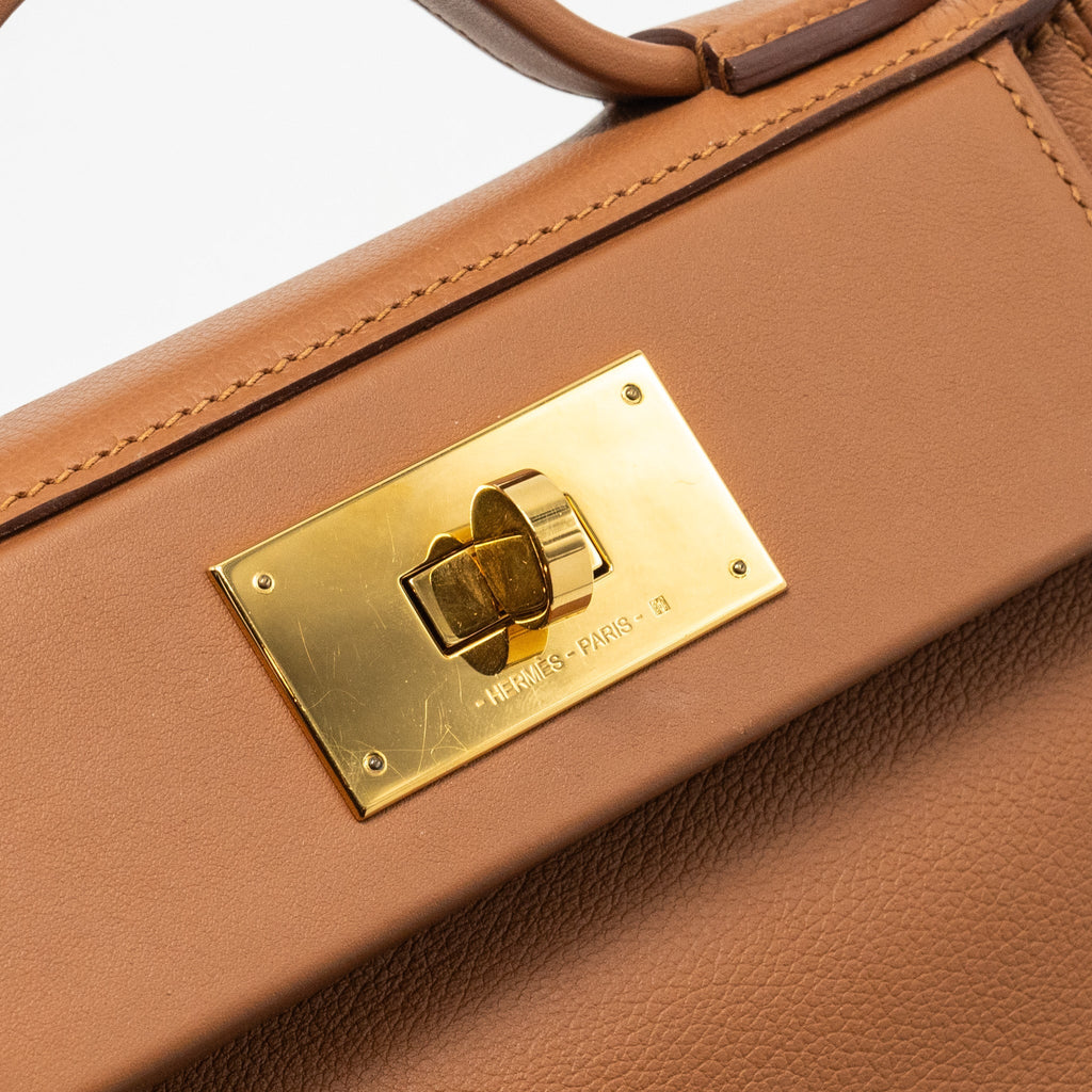 HERMES MINI 24/24 2424-21 BAG EVERCOLOR GOLD GHW