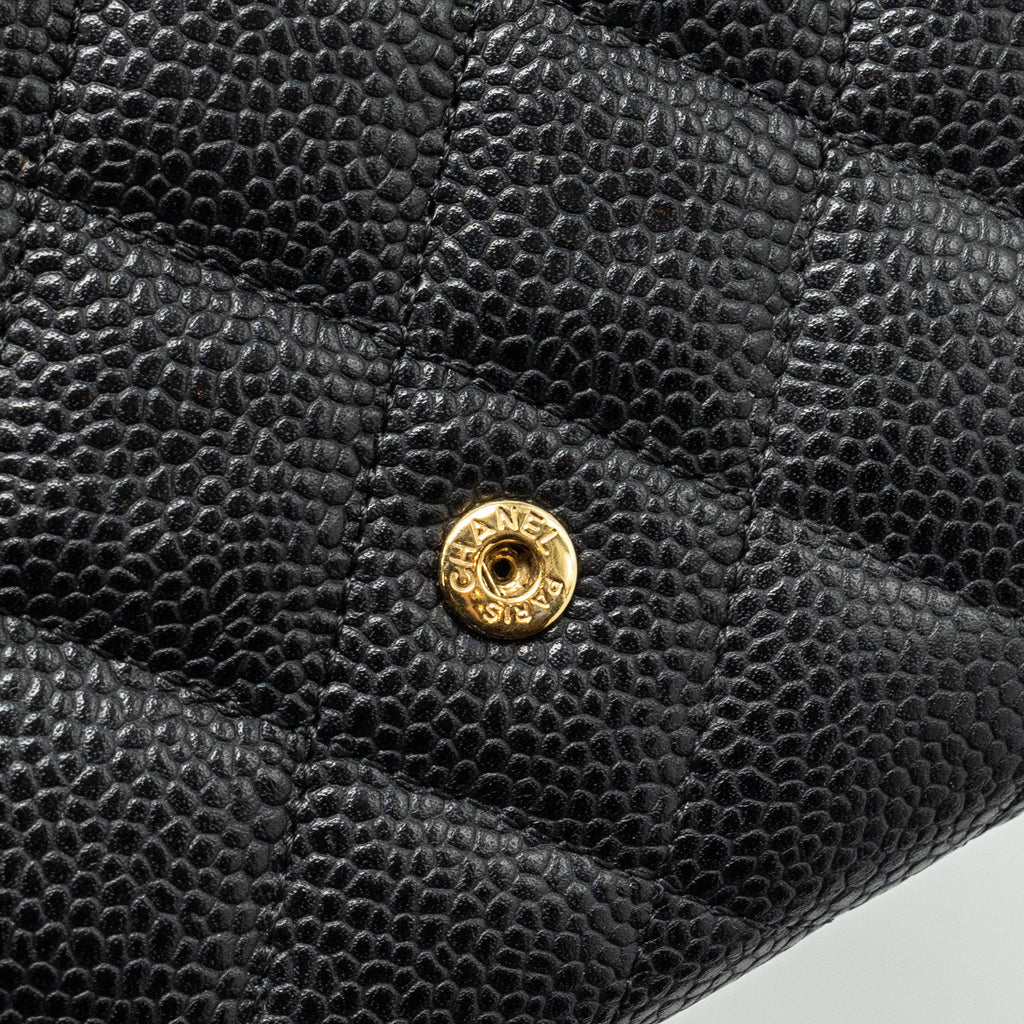 CHANEL CLASSIC FLAP LONG WALLET CAVIAR BLACK GHW