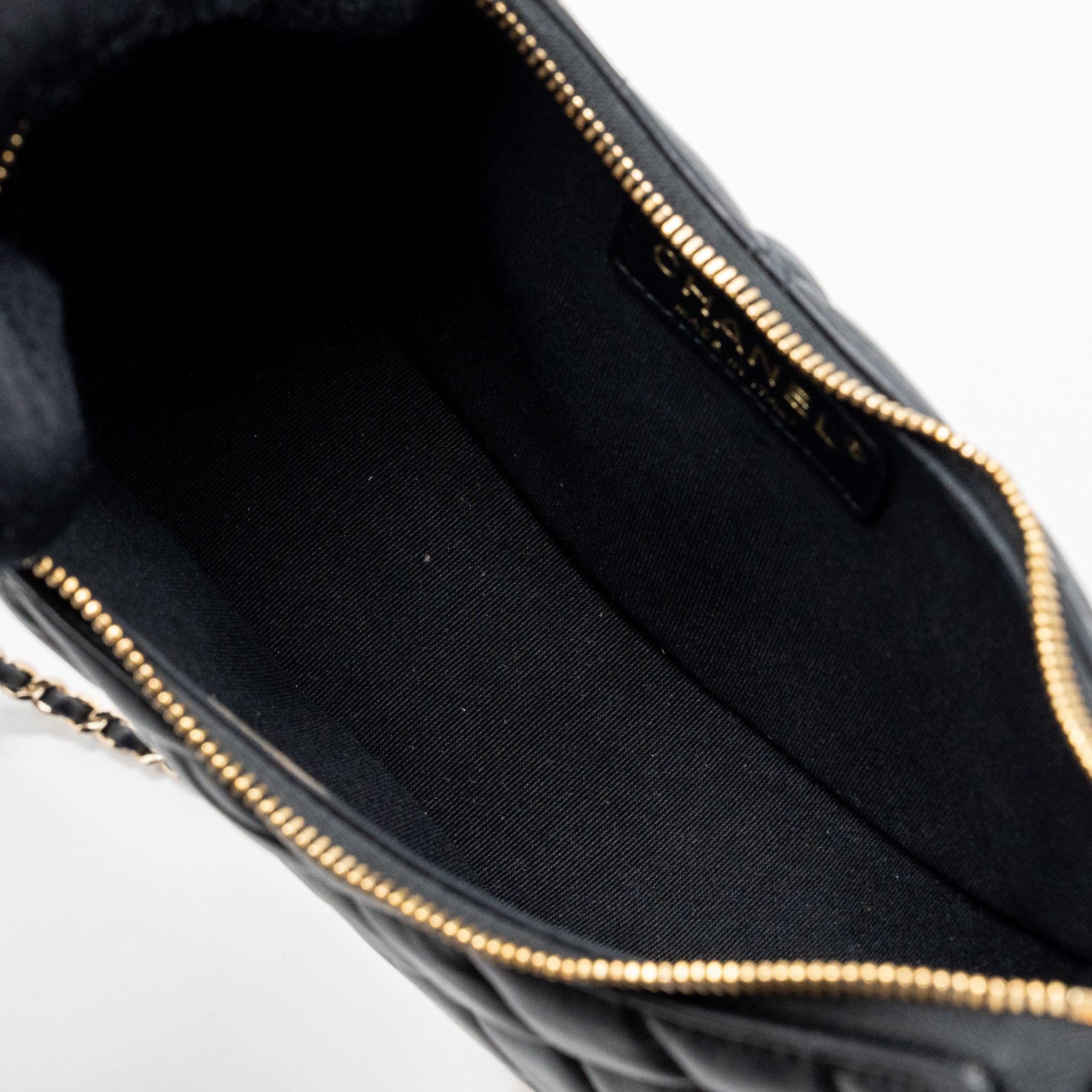 CHANEL SMALL MOON HOBO BAG LAMBSKIN BLACK LGHW (MICROCHIP)