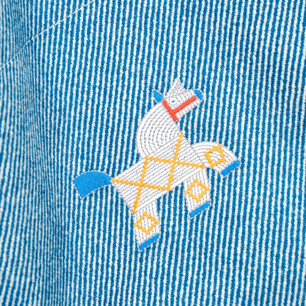 HERMES CABRIOLE NAPPY BAG COTTON CANVAS BLUE/MULTICOLOUR SHW