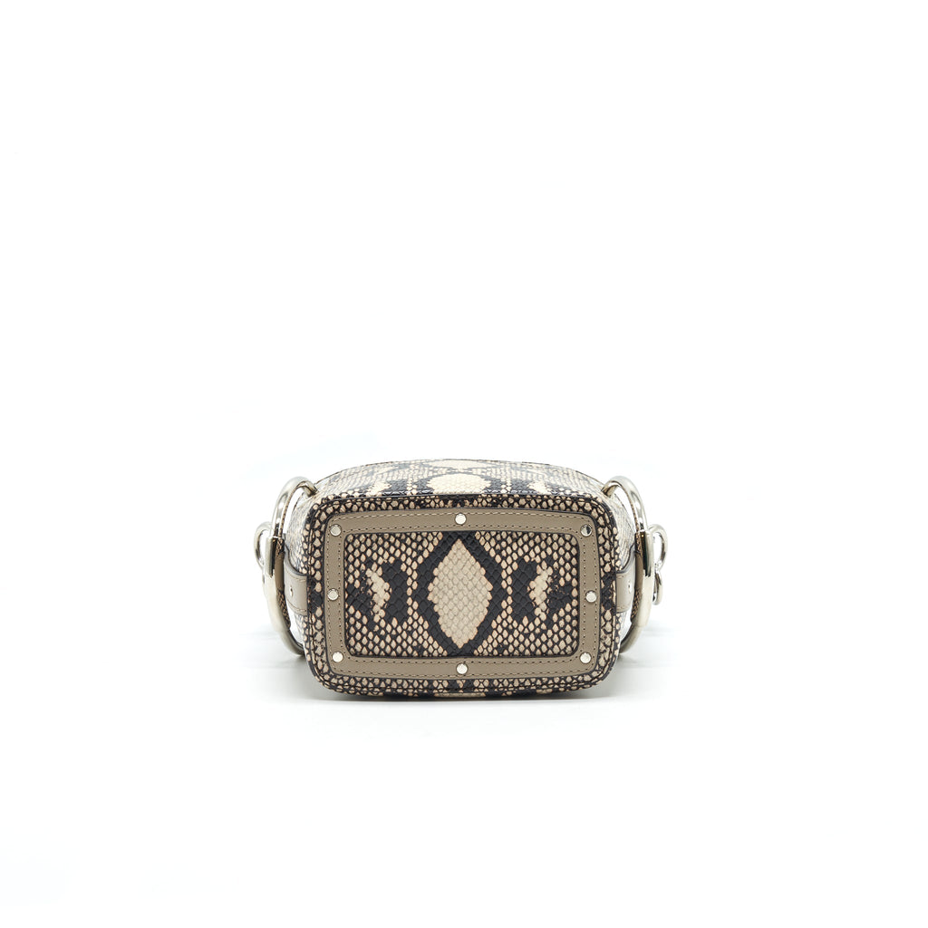 CHLOE ROY MINI BUCKET BAG SILVER TONE