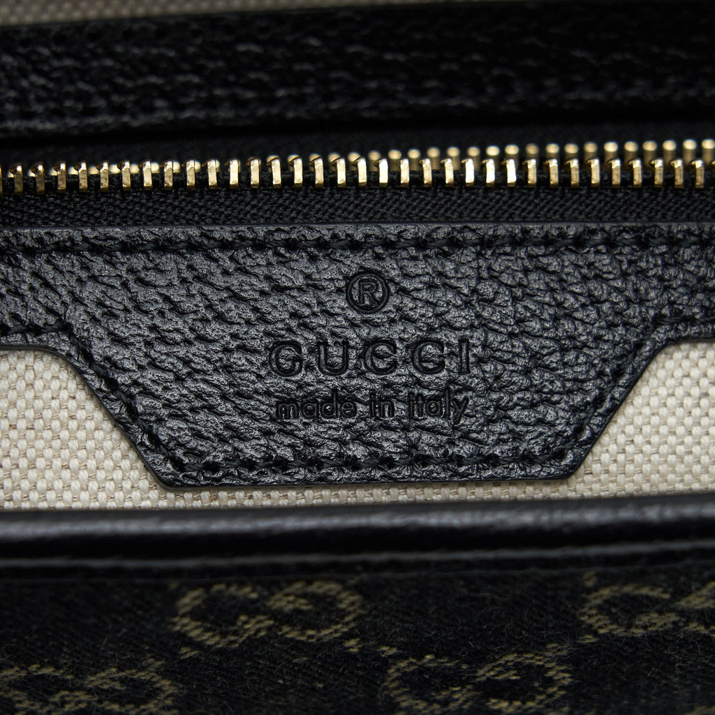 GUCCI JACKIE 1961 SMALL SHOULDER BAG DENIM/LEATHER BLACK GHW