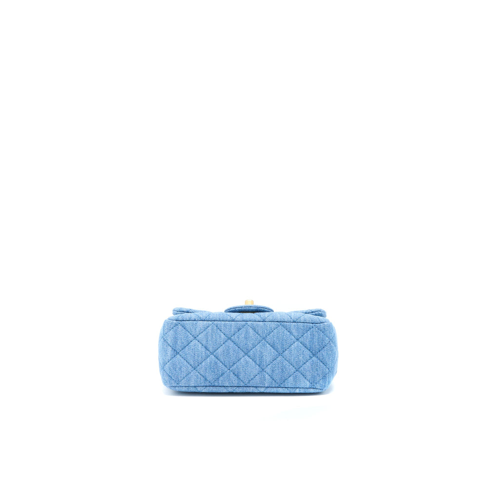 CHANEL PEARL CRUSH MINI SQUARE FLAP BAG DENIM GHW (MICROCHIP)