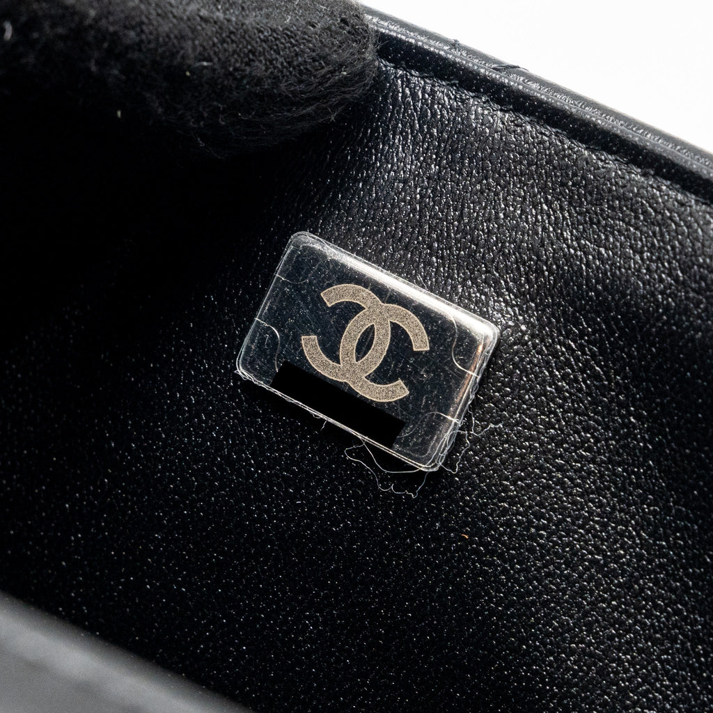 CHANEL MINI SQUARE FLAP BAG LAMBSKIN BLACK SHW (MICROCHIP)