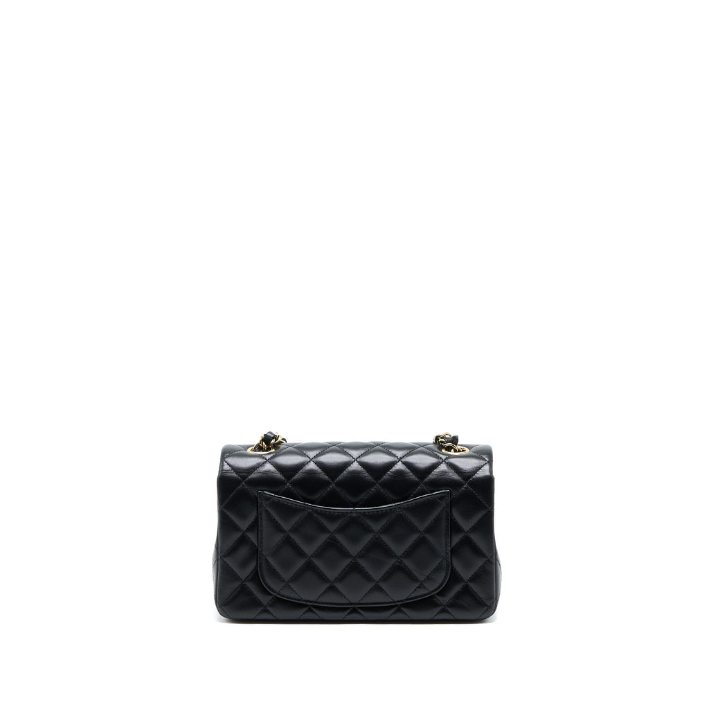 CHANEL MINI RECTANGULAR FLAP BAG LAMBSKIN BLACK LGHW (MICROCHIP)