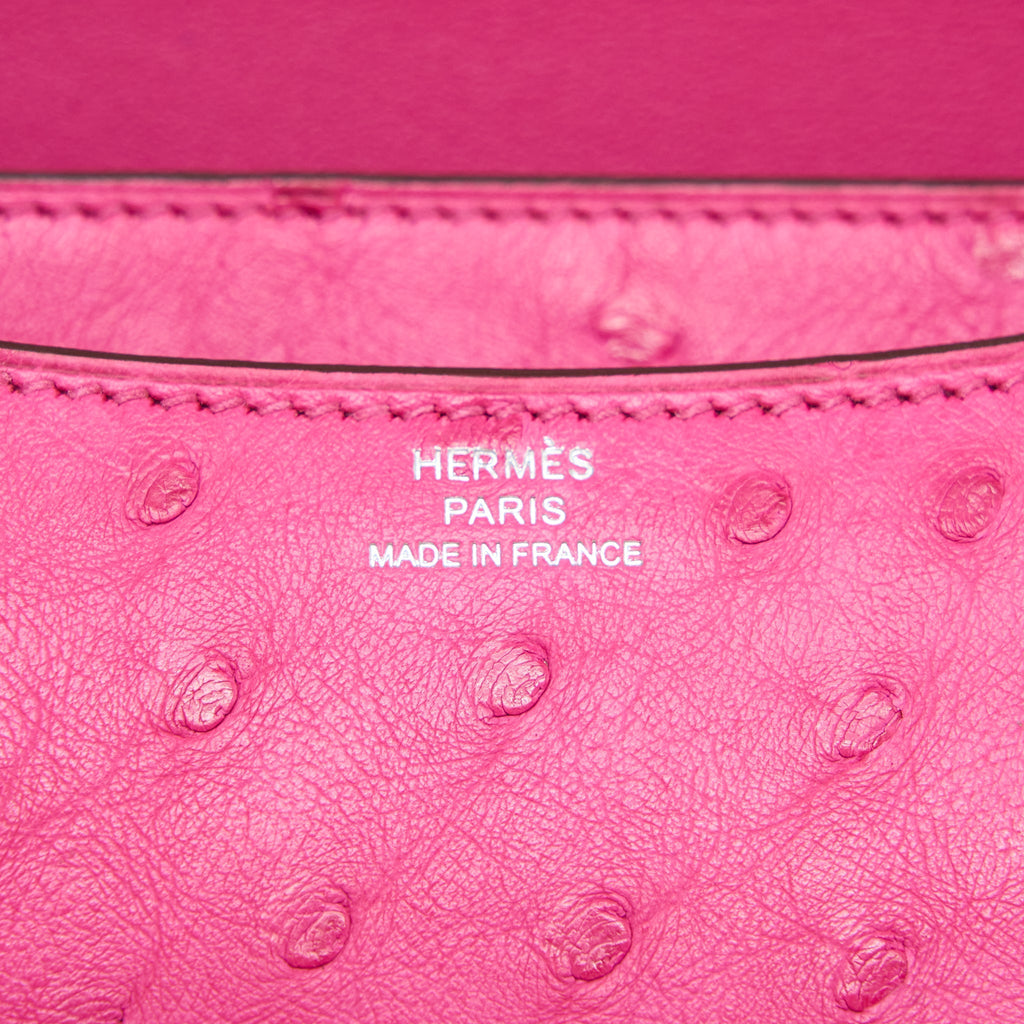 HERMES CONSTANCE MINI OSTRICH E5 ROSE TYRIEN SHW
