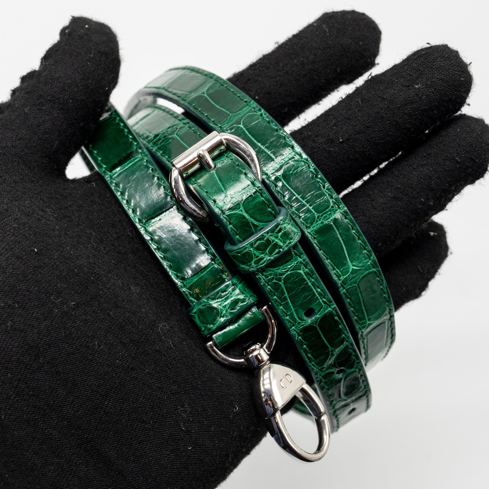 DIOR MINI LADY DIOR CROCODILE GREEN SHW