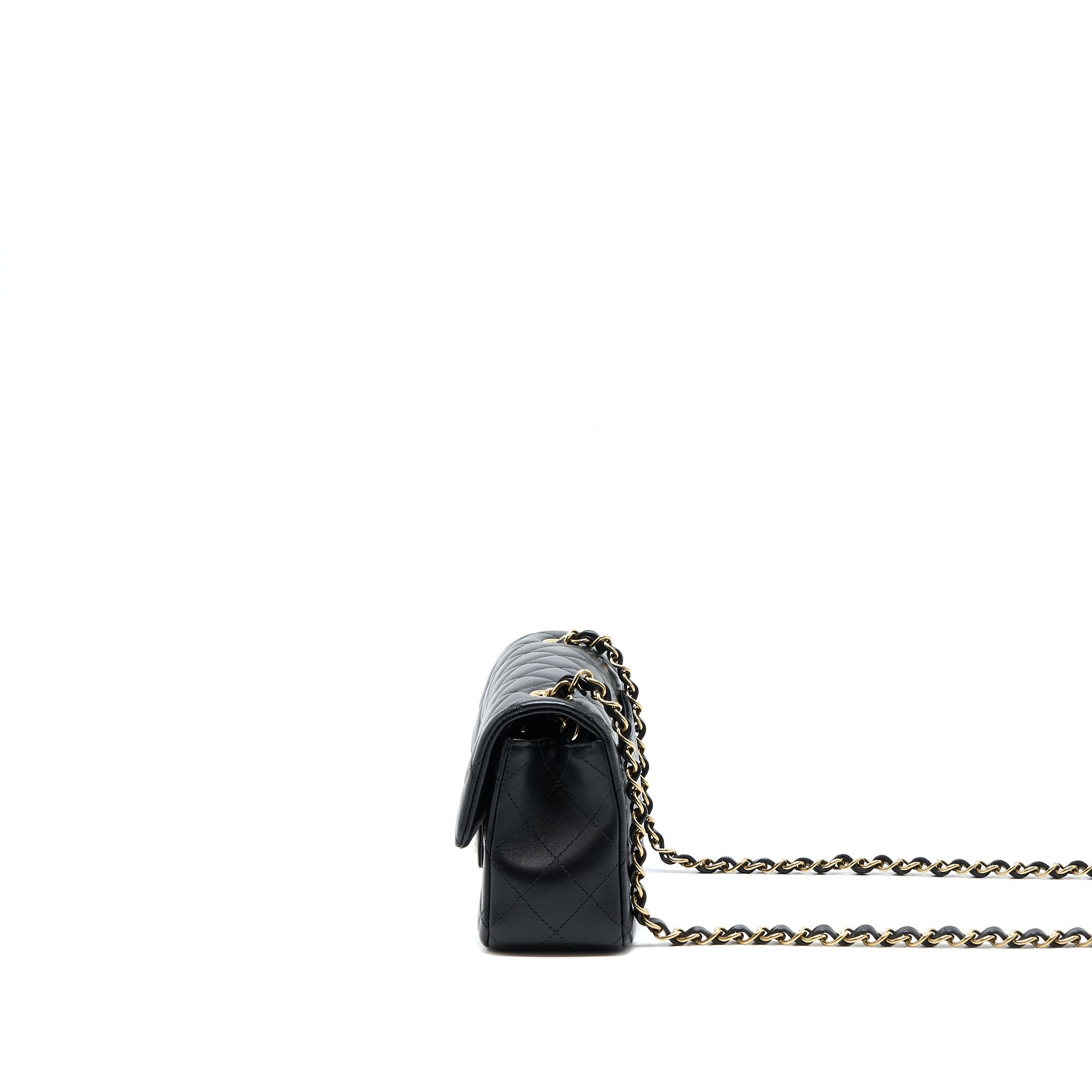 CHANEL MINI RECTANGULAR FLAP BAG LAMBSKIN BLACK LGHW (MICROCHIP)