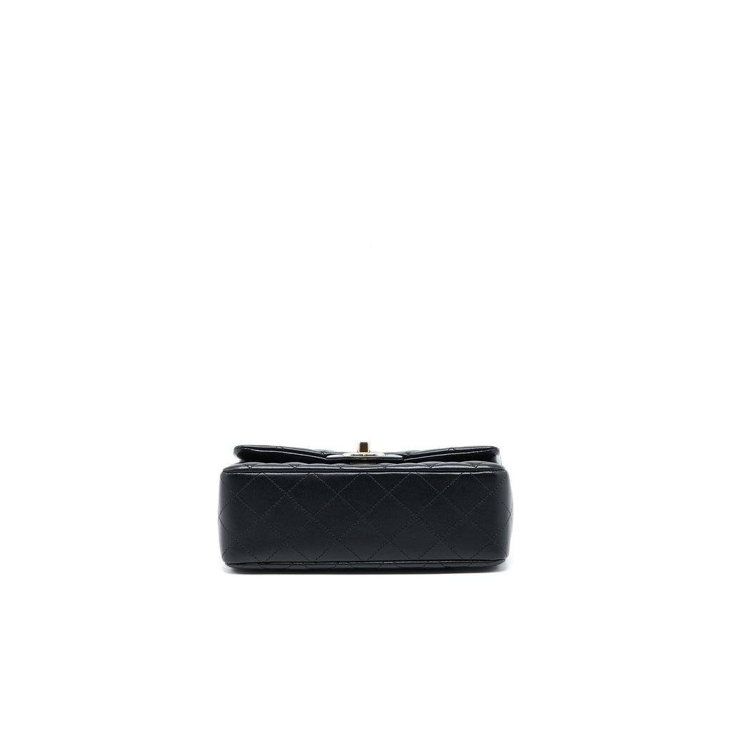 CHANEL MINI RECTANGULAR FLAP BAG LAMBSKIN BLACK LGHW (MICROCHIP)