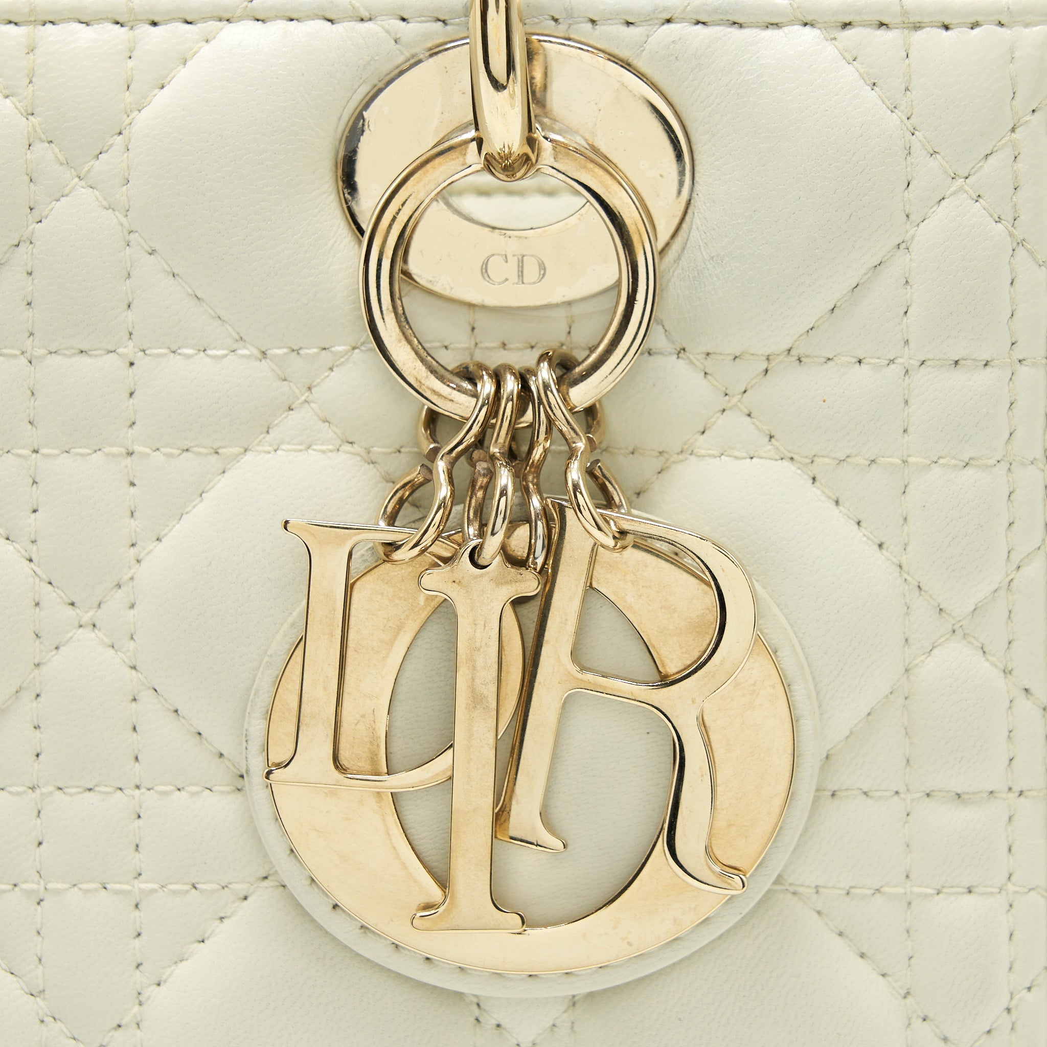 DIOR MEDIUM LADY DIOR BAG LAMBSKIN WHITE LGHW