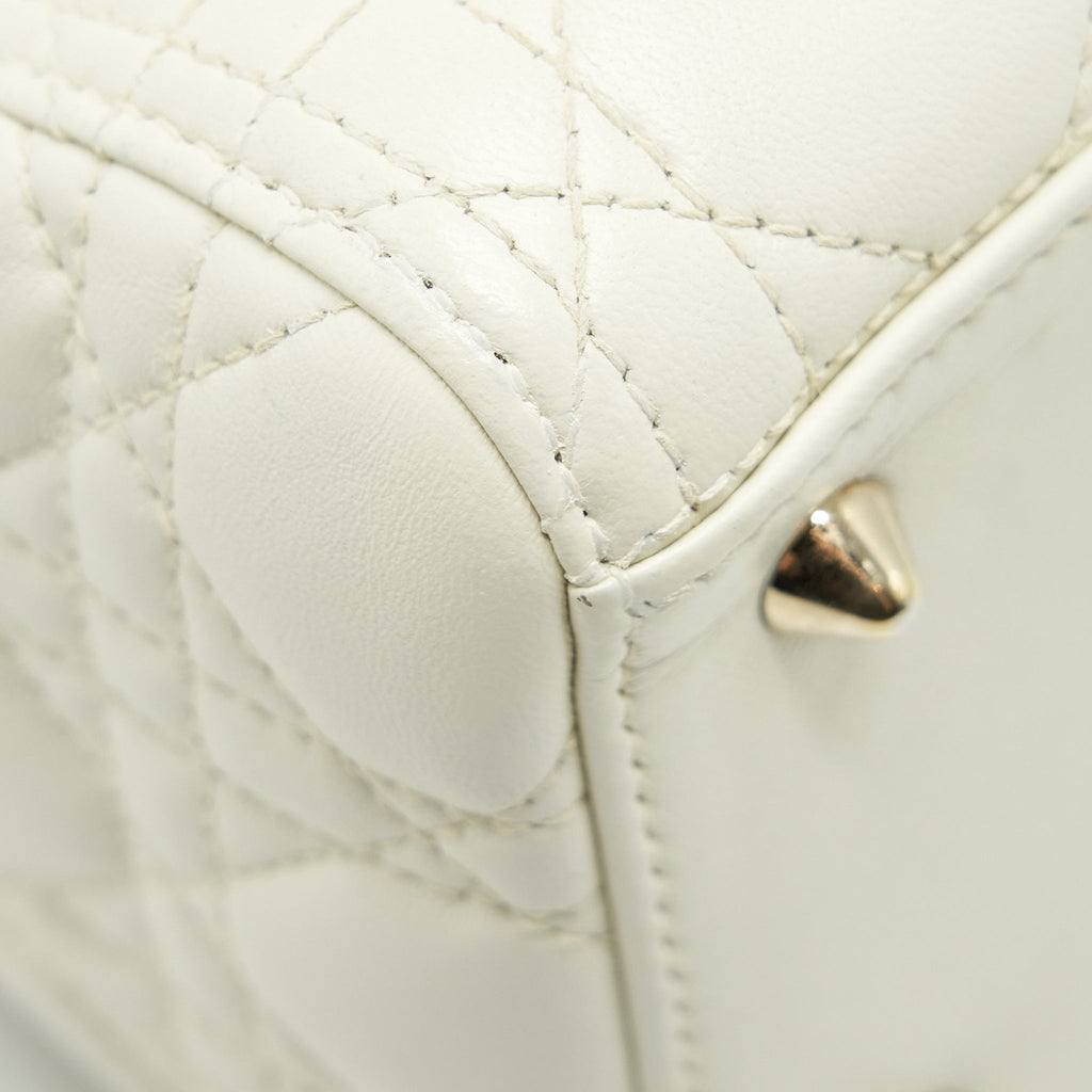 DIOR MEDIUM LADY DIOR BAG LAMBSKIN WHITE LGHW